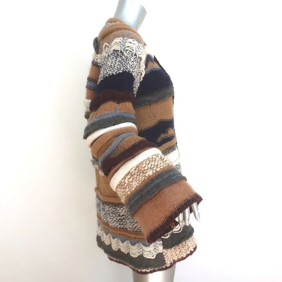 Stella McCartney Patchwork Boucle Sweater Brown/Multi Wool-Blend Size 40 - Picture 3 of 9